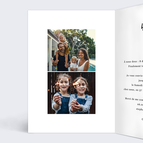 Invitation anniversaire Multiphoto Chic Intérieur Gauche