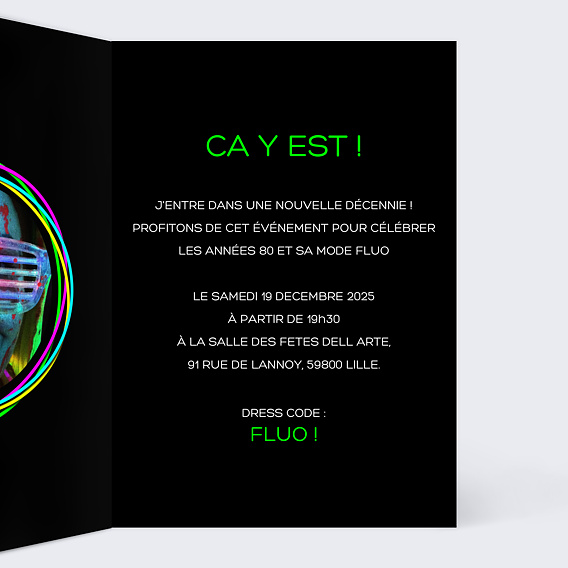 Invitation anniversaire Fluo Intérieur Droit