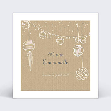 Invitation anniversaire adulte Lampions Dlicats