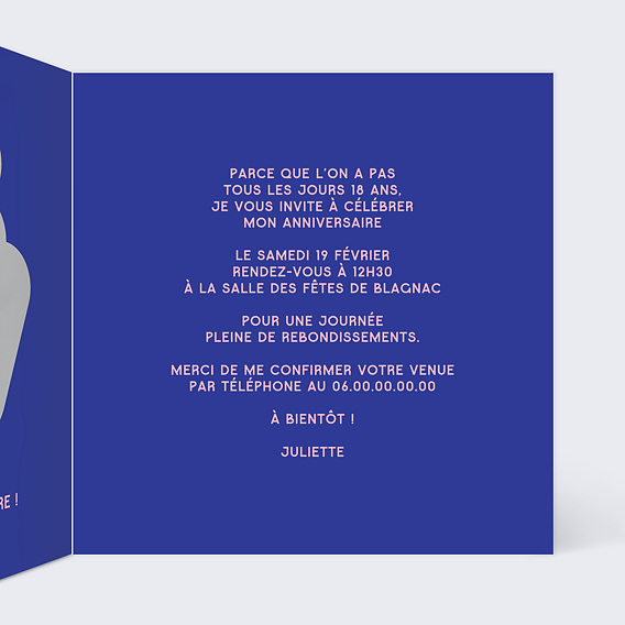 Invitation anniversaire 20 bubble Intérieur Droit