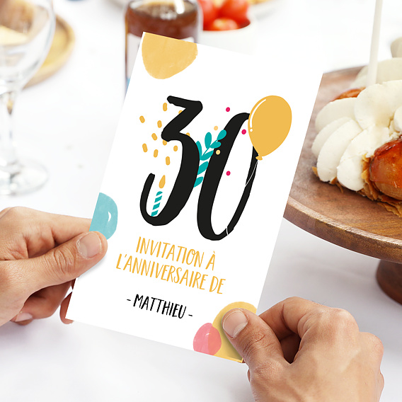 Invitation Anniversaire Adulte Multicolore