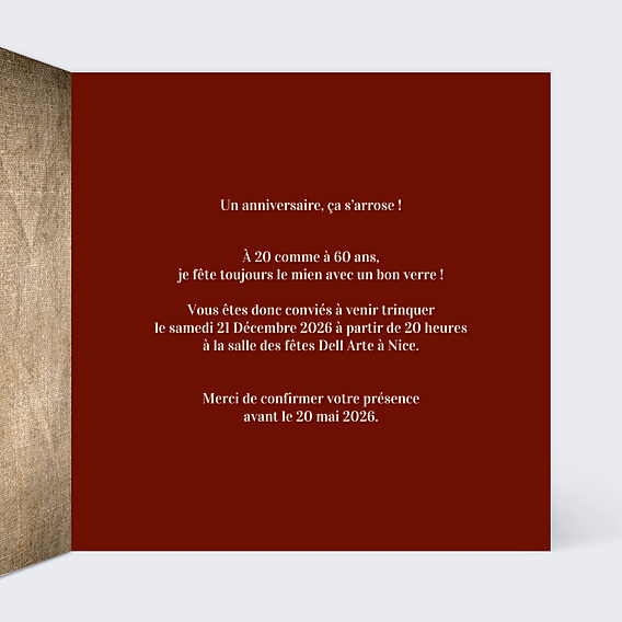 Invitation Anniversaire Adulte Millésimé