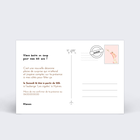 Invitation anniversaire Anniversaire Roadtrip Avion Verso