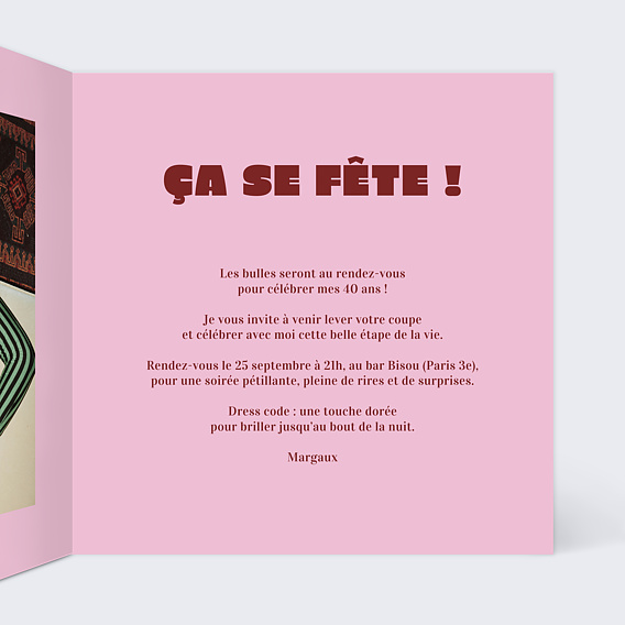 Invitation anniversaire Funny stripes Intérieur Droit