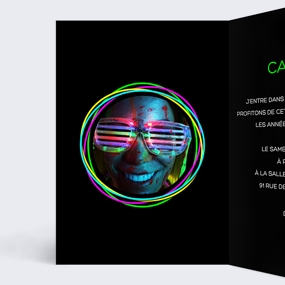 Invitation Anniversaire Adulte Fluo