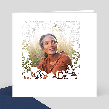Invitation Anniversaire Adulte Découpe Ronde Fleurs