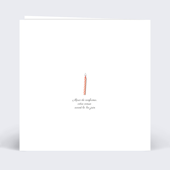 Invitation anniversaire Bougie Surprise Verso