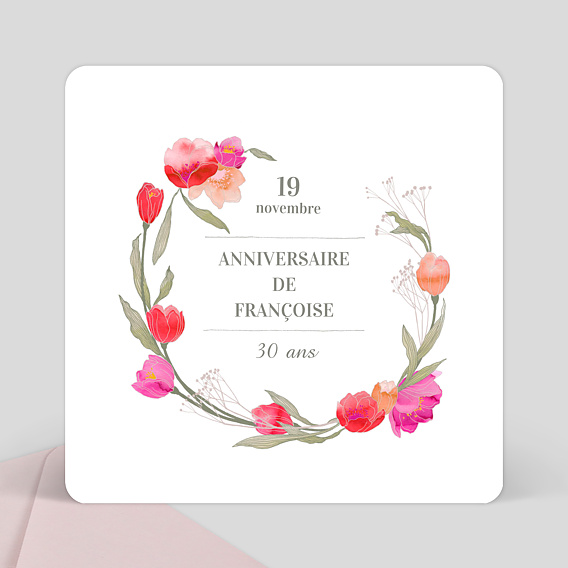 Invitation anniversaire Anniversaire Floral