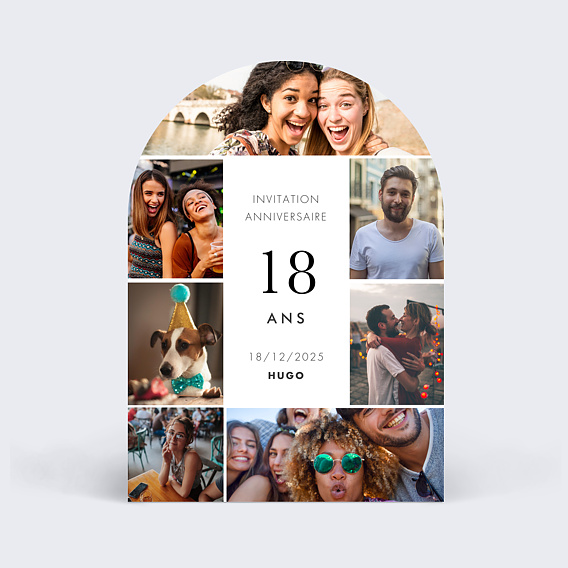 Invitation anniversaire Multiphoto Élégance