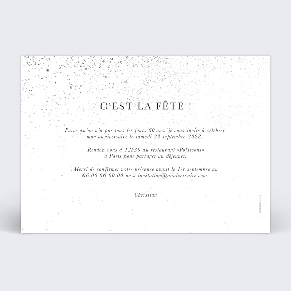 Invitation anniversaire Mes Années Verso