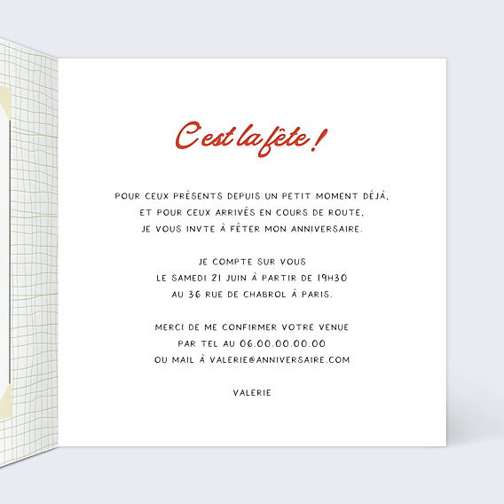 Invitation Anniversaire Adulte Objets des années 60