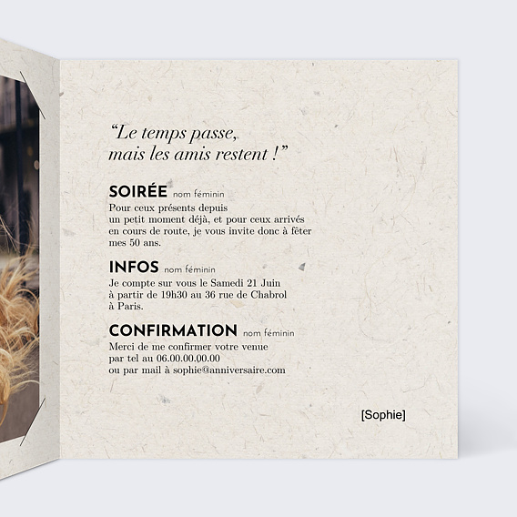 Invitation anniversaire Dictionnaire Intérieur Droit