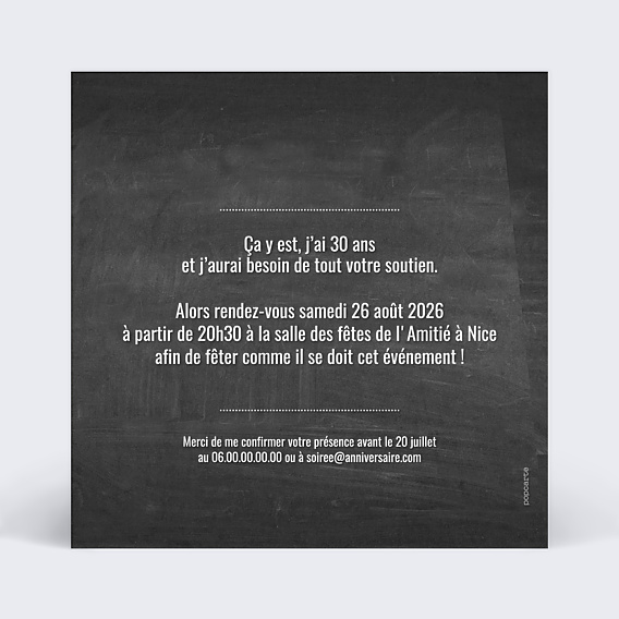 Invitation Anniversaire Adulte Photomaton Ardoise