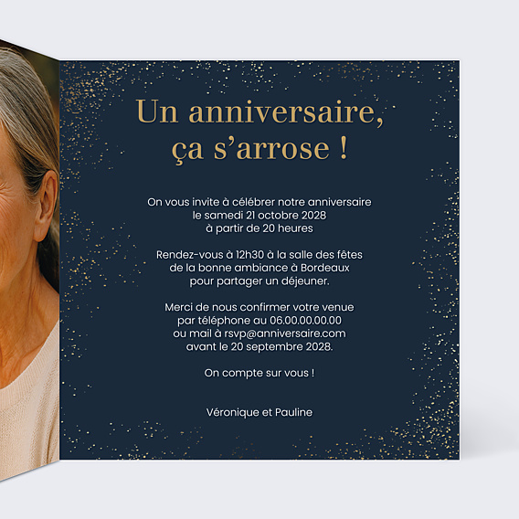 Invitation Anniversaire Adulte Double mémento