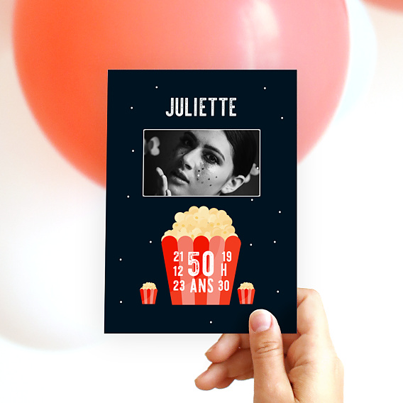 Invitation anniversaire Popcorn Party Après 4