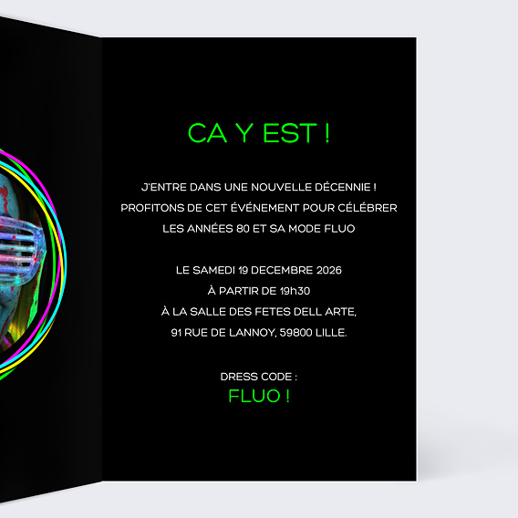 Invitation Anniversaire Adulte Fluo