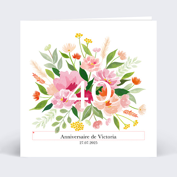 Invitation anniversaire Aquarelle Champêtre