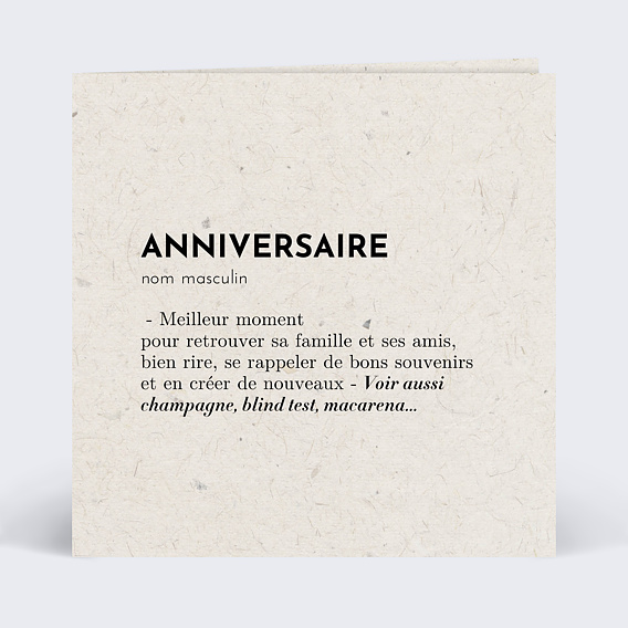 Invitation anniversaire Dictionnaire