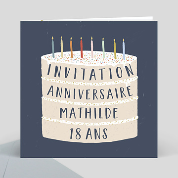 Invitation anniversaire Gâteau d'Anniversaire