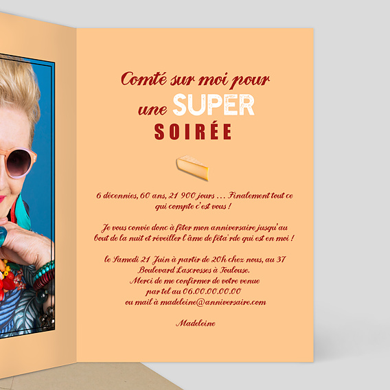 Invitation anniversaire Affiche Vintage Intérieur Droit
