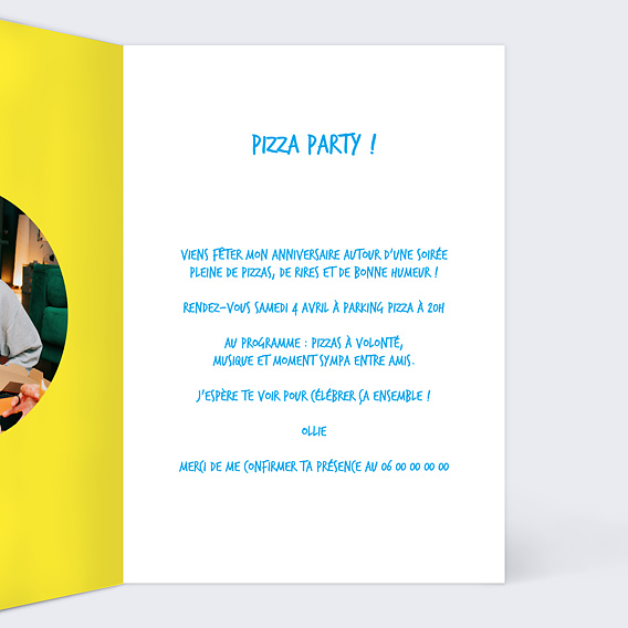 Invitation anniversaire Portrait en cartoon Intérieur Droit