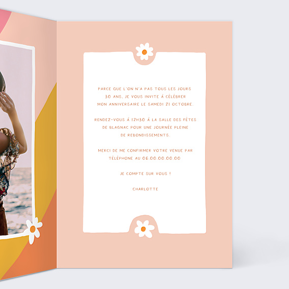 Invitation Anniversaire Adulte Groovy flowers