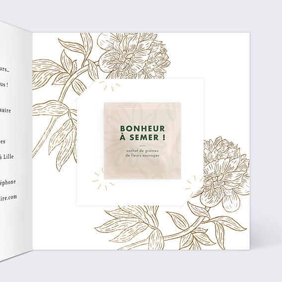 Invitation Anniversaire Adulte Âge fleuri avec graines