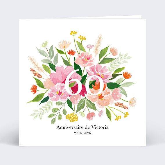 Invitation Anniversaire Adulte Aquarelle Champêtre