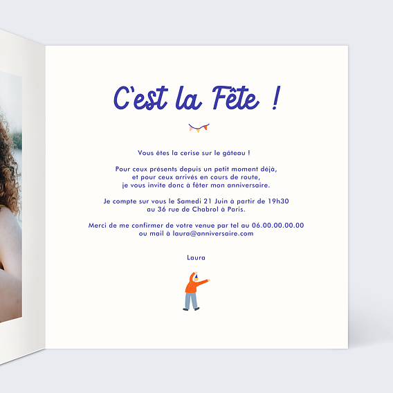 Invitation anniversaire Grande Fête Intérieur Droit