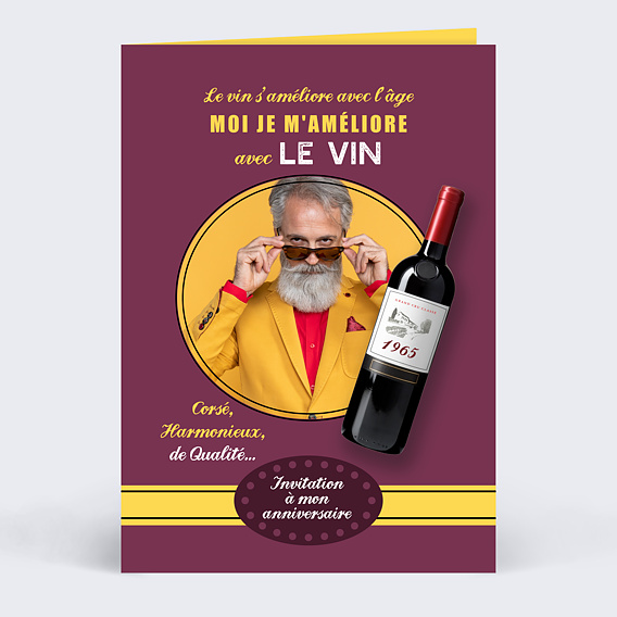 Invitation Anniversaire Adulte Vin Graphique