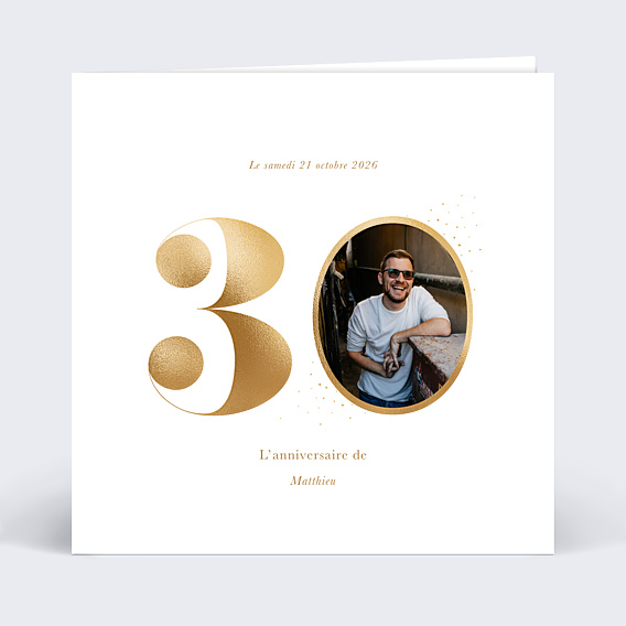 Invitation Anniversaire Adulte Photo Souvenir Ocre 30