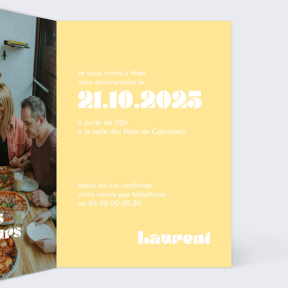 Invitation anniversaire 50 ans Original Intérieur Droit