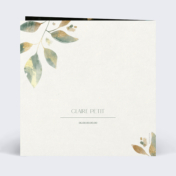 Invitation anniversaire Feuilles de jade Verso