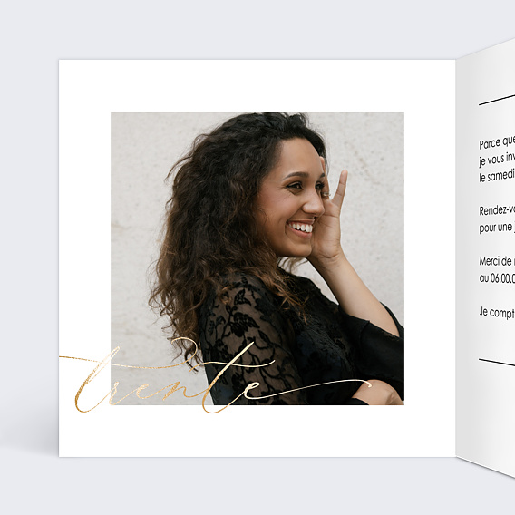 Invitation anniversaire 30 ans Moderne Intérieur Gauche