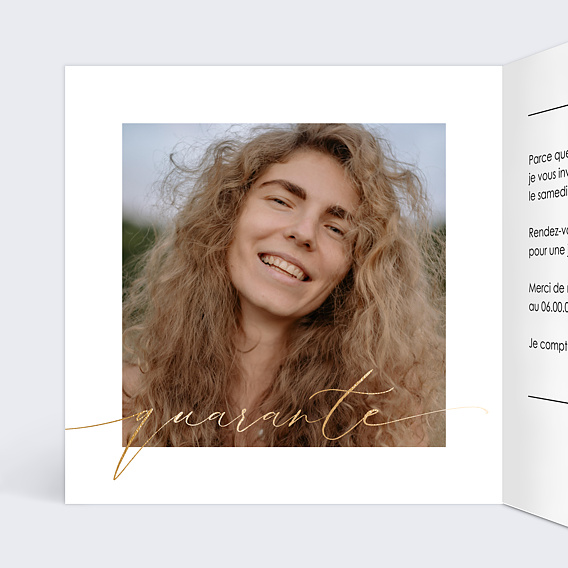 Invitation anniversaire 40 ans Moderne Intérieur Gauche