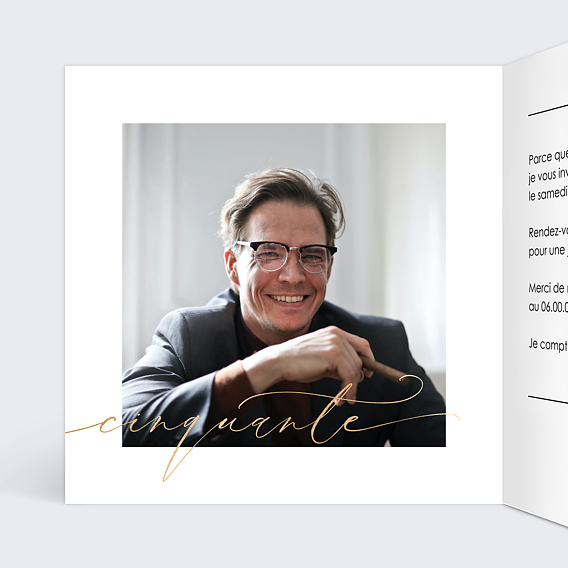 Invitation anniversaire 50 ans Moderne Intérieur Gauche