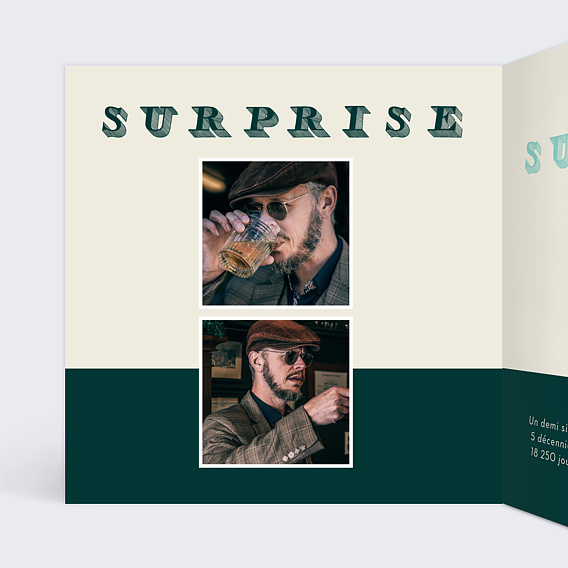 Invitation anniversaire 50 ans Surprise Intérieur Gauche