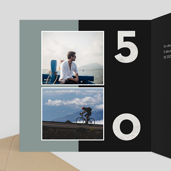 Invitation anniversaire 50 ans Vintage Intérieur Gauche