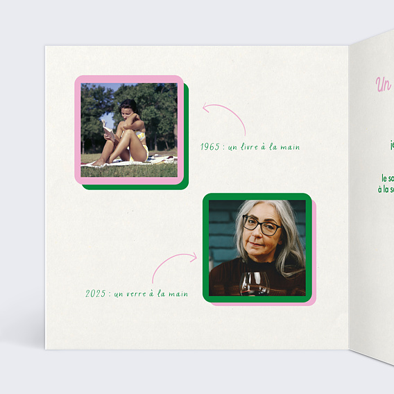 Invitation anniversaire Année d'Expérience Intérieur Gauche