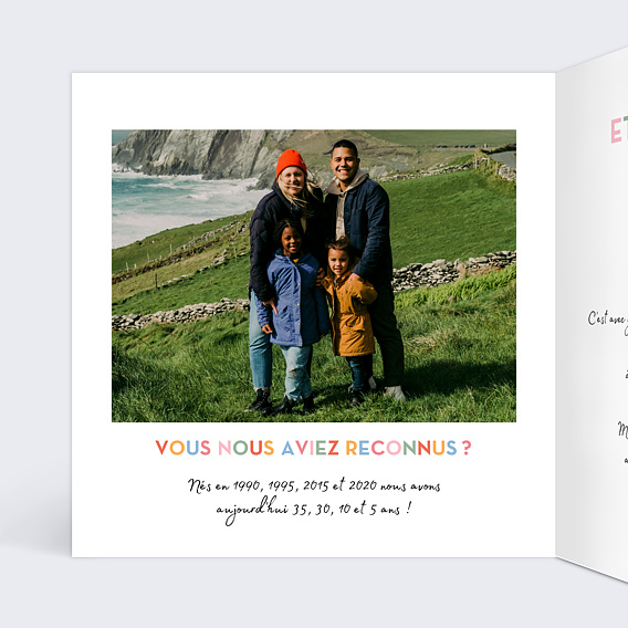 Invitation anniversaire Devinette colorée 4 Intérieur Gauche