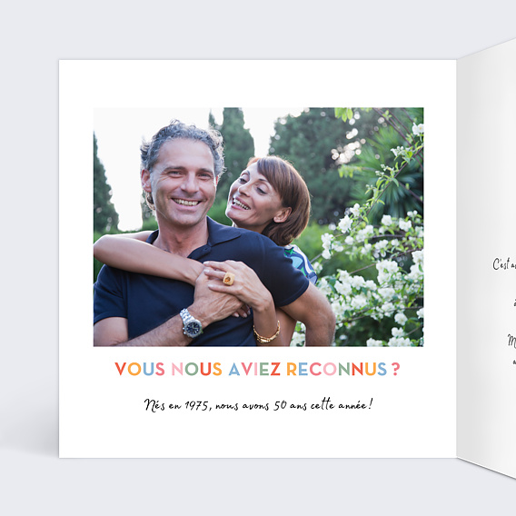 Invitation anniversaire Devinette Colorée Multi Anniversaire Intérieur Gauche