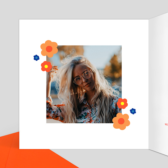 Invitation anniversaire Hippie Birthday Intérieur Gauche
