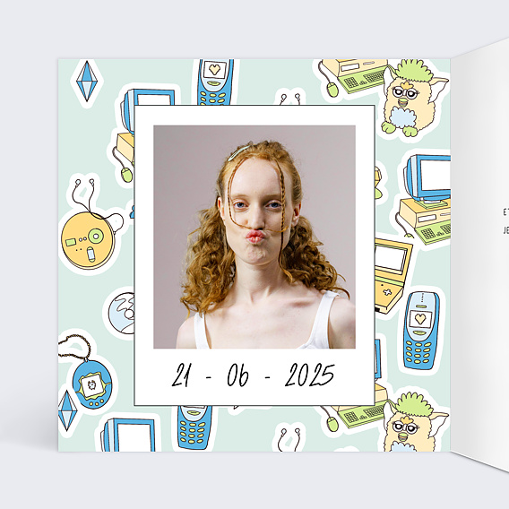 Invitation anniversaire Objets des années 90 Intérieur Gauche