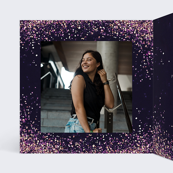 Invitation anniversaire Paillettes roses Intérieur Gauche