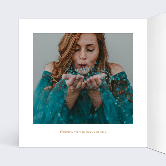 Invitation anniversaire Photo Souvenir Ocre 40 Intérieur Gauche