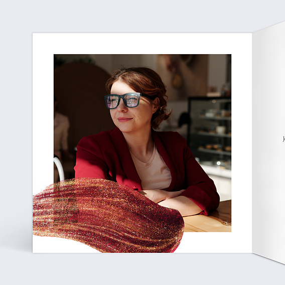 Invitation anniversaire Texture Grenat Intérieur Gauche