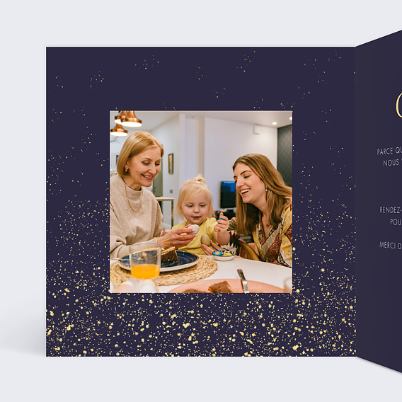 Invitation anniversaire Triple pluie de fête Intérieur Gauche