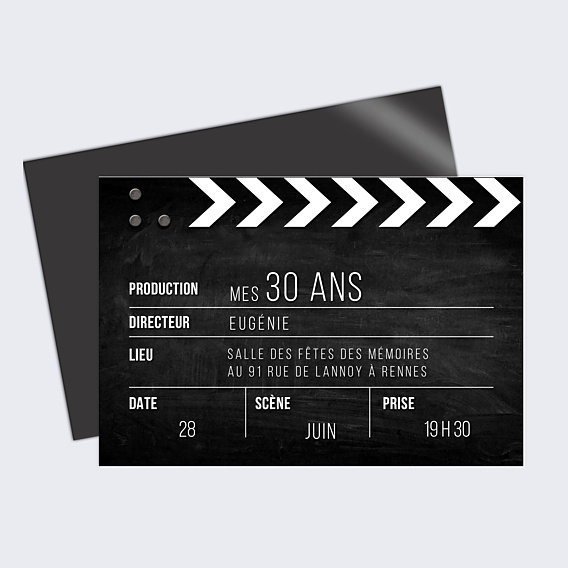 Invitation Anniversaire Adulte Clap Tournage