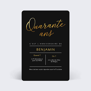 Invitation Anniversaire Adulte Quarante Chic