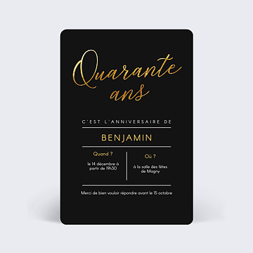 Invitation anniversaire Quarante Chic